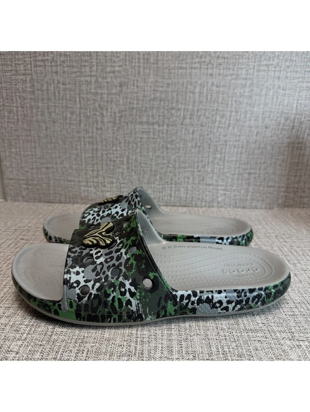 Crocs Disney Animal Kingdom Leopard Safari Print Slides Womens Size 10 Mens Sz 8